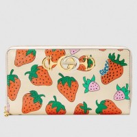 Gucci Zumi Grainy Leather Zip Around Wallet 570661 Strawberry 2019