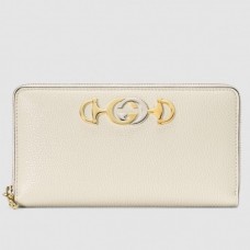 Gucci Zumi Grainy Leather Zip Around Wallet 570661 White