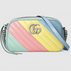 Gucci Leather Gg Marmont Small Shoulder Camera Bag 447632 Multicolored Pastel 2020