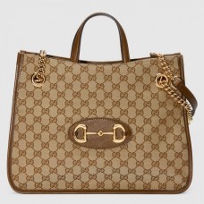  GUCCI 1955 HORSEBIT LARGE TOTE BAG IN ORIGINAL GG CANVAS