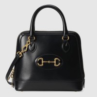 Gucci 1955 Horsebit Small Top Handle Bag In Black Calfskin