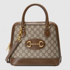 Gucci 1955 Horsebit Small Top Handle Bag In GG Supreme With Brown