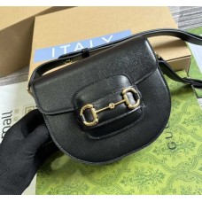 Gucci Black Leather Horsebit 1955 Mini Rounded Shoulder Bag