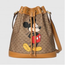 Gucci 602691 Disney x Gucci small bucket bag in Beige/ebony mini GG Supreme canvas