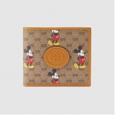 Gucci 602547 Disney x Gucci wallet in Beige/ebony mini GG Supreme canvas