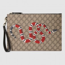 Gucci Kingsnake Print GG Supreme Portfolio Pouch