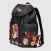 GUCCI TECHPACK BACKPACK WITH EMBROIDERY  BLACK TECHNO CANVAS