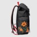 GUCCI TECHPACK BACKPACK WITH EMBROIDERY  BLACK TECHNO CANVAS