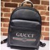 Gucci Vintage Logo Print Leather Backpack Bag 547834 Black