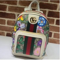 Gucci Web Ophidia Gg Small Backpack Bag 547965 Flora Print White