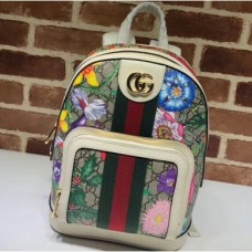 Gucci Web Ophidia Gg Small Backpack Bag 547965 Flora Print White