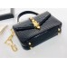 Gucci Sylvie 1969 Crocodile Mini Top Handle Black Bag