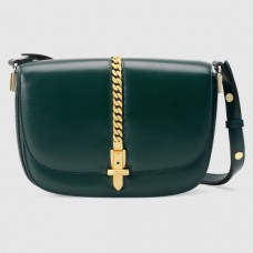 Gucci Sylvie 1969 Small Shoulder Bag In Green Calfskin
