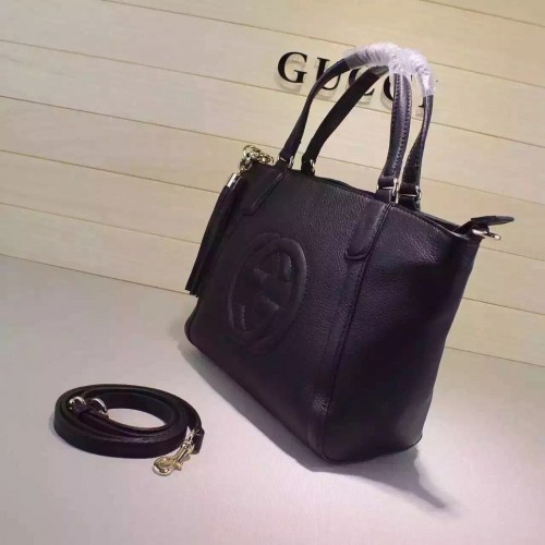 Gucci Soho Leather Top Handle Bag 369176 Black