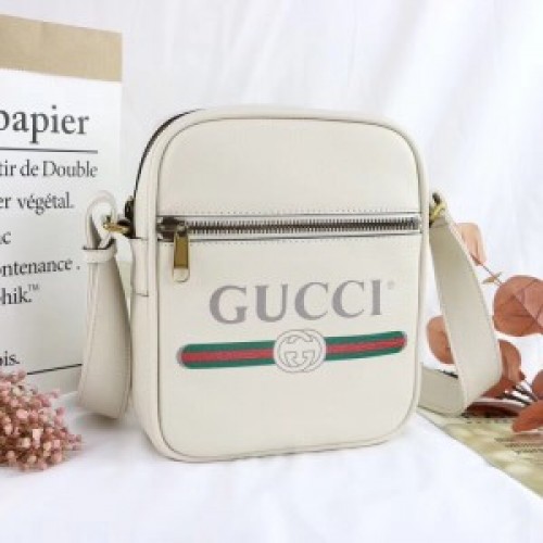 Gucci White Print Messenger Bag