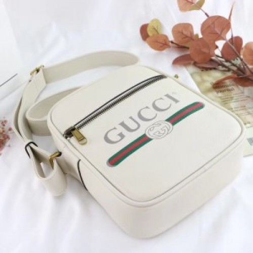 Gucci White Print Messenger Bag