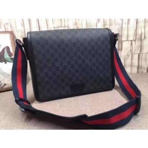 Replica Gucci Black GG Supreme Flap Messenger Bag 547