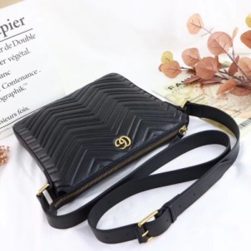 Gucci Black GG Marmont Messenger Bag