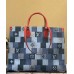 Louis Vuitton Onthego GM Tote Bag In Damier Monogram Denim Canvas M44992 Blue/Red