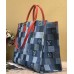 Louis Vuitton Onthego GM Tote Bag In Damier Monogram Denim Canvas M44992 Blue/Red