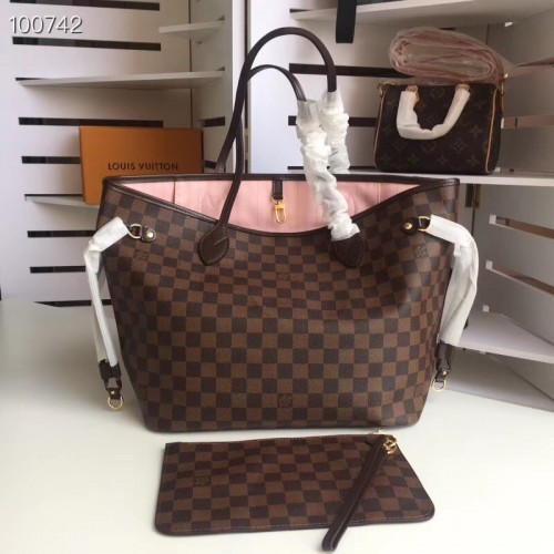 LOUIS VUITTON Damier Neverfull MM Rose Ballerine N41603 with pouch And  receipt at 1stDibs