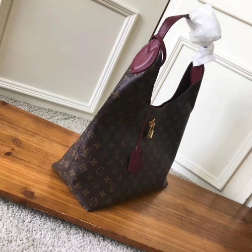 Louis Vuitton Monogram Flower Padlock Hobo Bag M43547 Bordeaux 2018