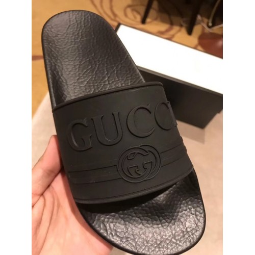 Gucci Logo Rubber Slide Sandals 2019
