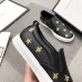 Gucci Men's Black Leather Slip-on Sneaker With Bees