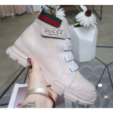 Gucci Web Leather and Logo High-top Sneakers Creamy 