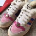 Gucci Leather Web Screener Shearling Sneakers Pink