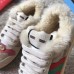 Gucci Leather Web Screener Shearling Sneakers Pink/Beige