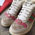 Gucci Leather Web Screener Shearling Sneakers Pink/Beige