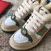 Gucci Leather Web Screener Shearling Sneakers Green/White