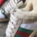 Gucci Leather Web Screener Shearling Sneakers Green/White