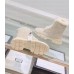 Gucci Suede Leather and GG Shearling Lace-up Ankle Boots White