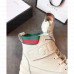 Gucci Web Leather and Logo Shearling High-top Sneakers Creamy