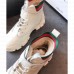 Gucci Web Leather and Logo Shearling High-top Sneakers Creamy