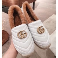 Gucci Shearling Espadrilles White With Double G