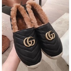 Gucci Shearling Espadrilles Black With Double G