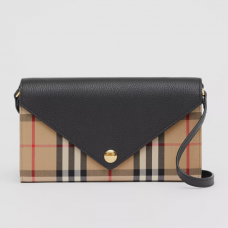 Burberry women's bag Vintage Plaid leather wallet messenger bag