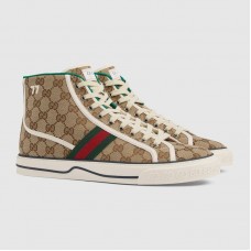 Gucci Men's Gucci Tennis 1977 Beige/ebony original GG canvas high top sneaker