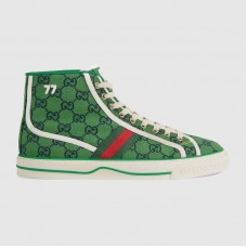 Gucci Men's Tennis 1977 GG Multicolor Green and blue GG canvas high-top Sneaker