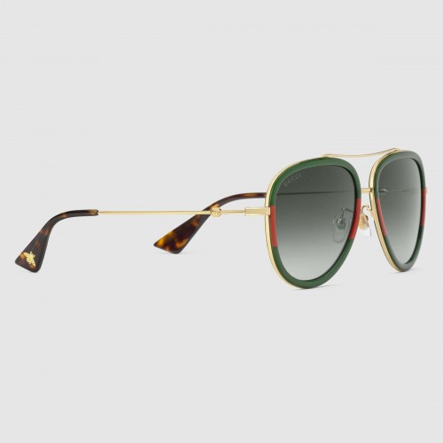gucci aviator sunglasses green and red