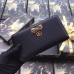 Gucci Black Leather Zip Around Wallet With Bow