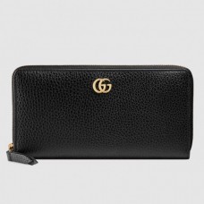 Gucci 456117 GG Marmont leather zip around wallet Black