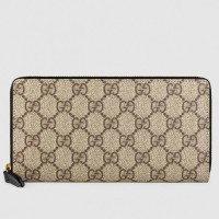 Gucci Beige GG Supreme Zip Around Wallet