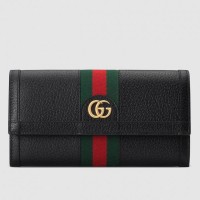 Gucci Black Leather Ophidia Continental Wallet