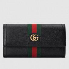 Gucci Black Leather Ophidia Continental Wallet