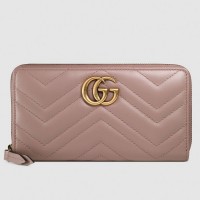 Gucci Dusty Pink GG Marmont Zip Around Wallet