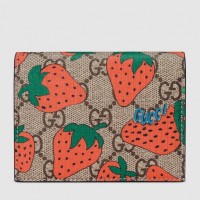 Gucci GG Gucci Strawberry Print Card Case Wallet